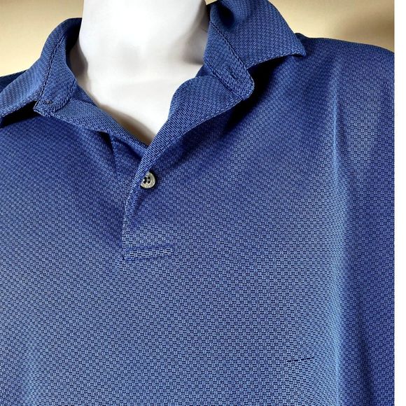 Roundtree & Yorke Performance Polo Shirt Mens L Blue Work Play Golf Short Slv - Picture 2 of 9
